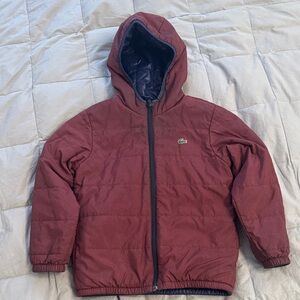 Lacoste Kids Dark Blue reversible Puffer Jacket lightweight down size XS or 6